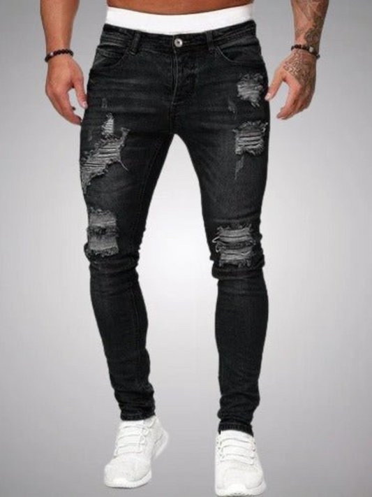 Herren Slim-Fit Jeans Zerrissene Ausführung - Norvielle