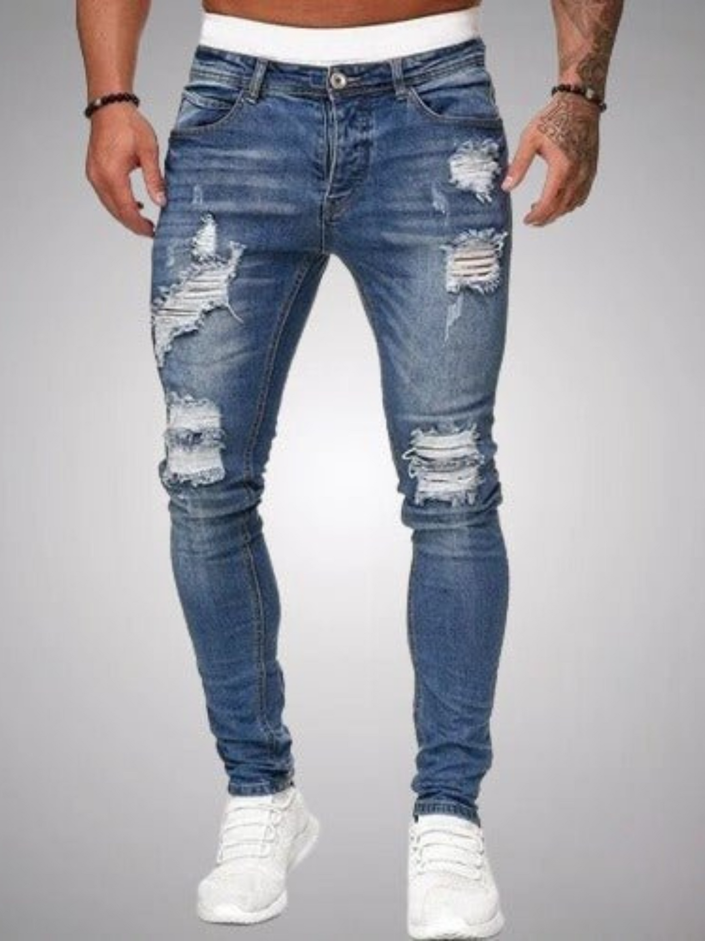 Herren Slim-Fit Jeans Zerrissene Ausführung