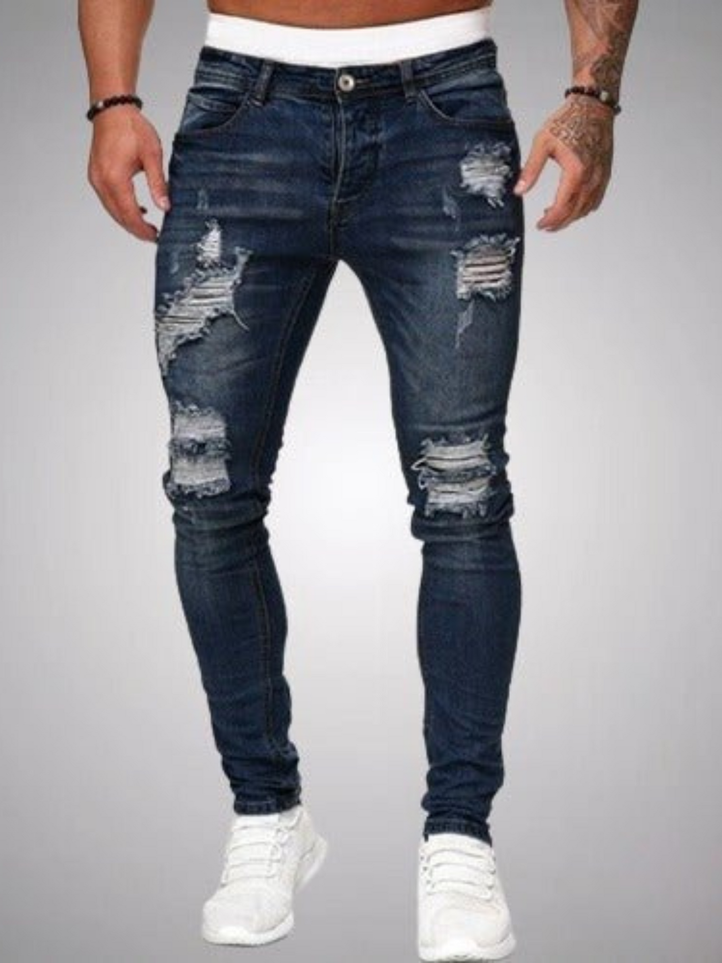 Herren Slim-Fit Jeans Zerrissene Ausführung