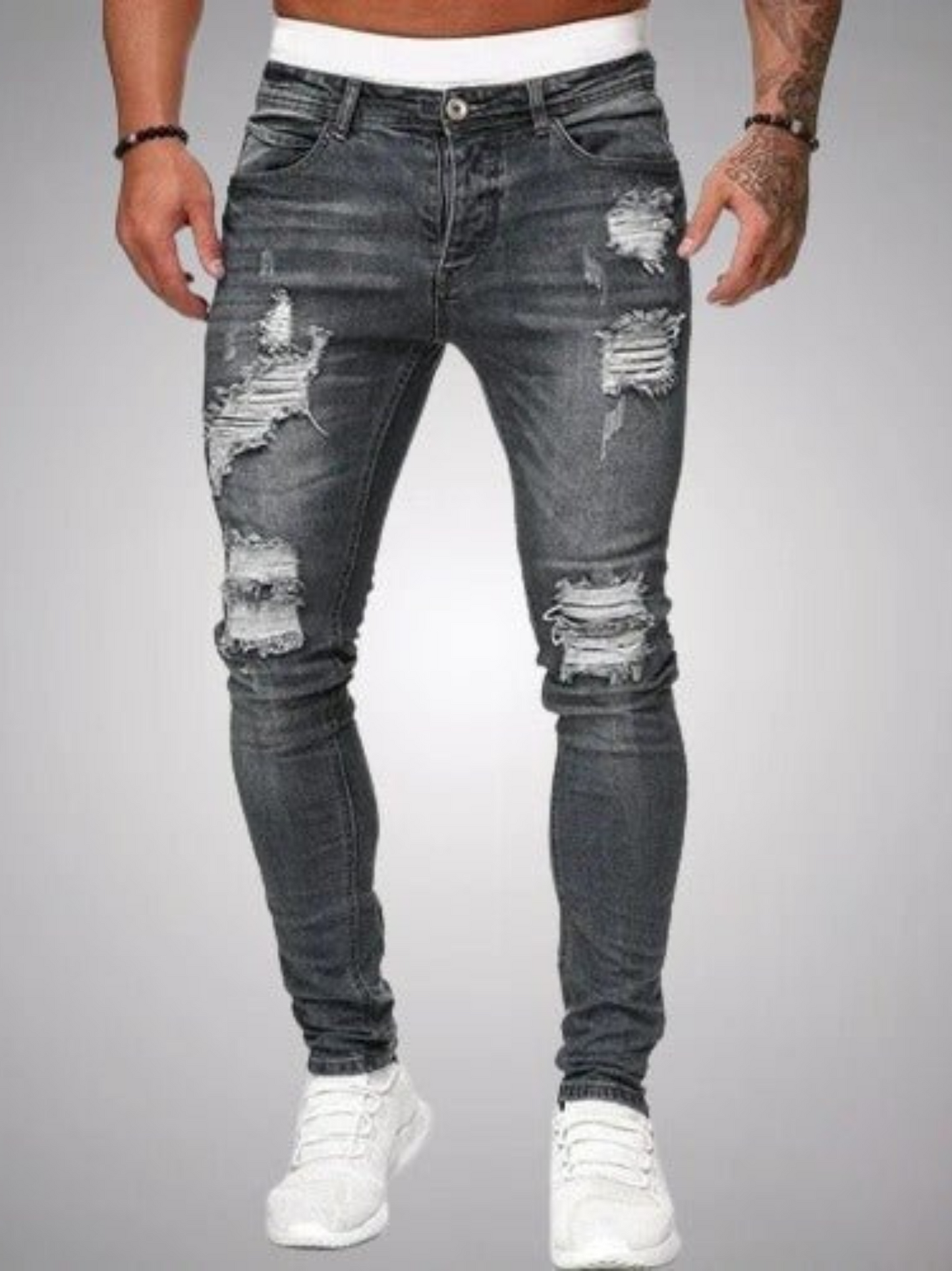 Herren Slim-Fit Jeans Zerrissene Ausführung