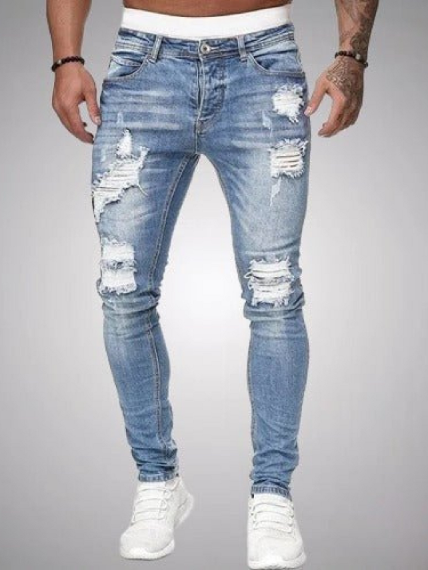 Herren Slim-Fit Jeans Zerrissene Ausführung