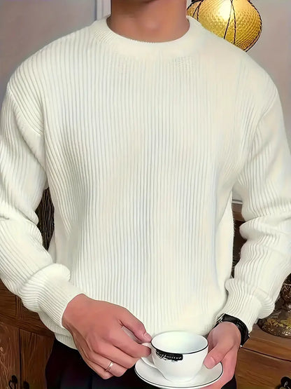 Rippstrickpullover – Locker sitzender Rundhalspullover für Männer-Chaps Herrenmode