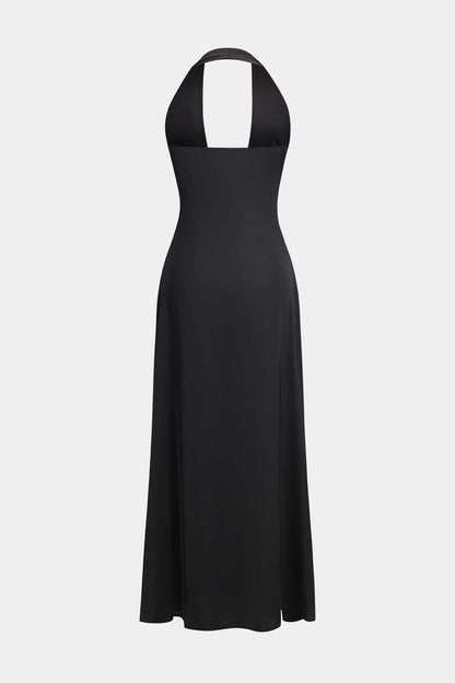 es Damen Maxikleid Elegantes Halterneck Design