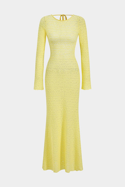 Damen Maxikleid Rückenschnür Elegantes Abendkleid Schwarz - Norvielle