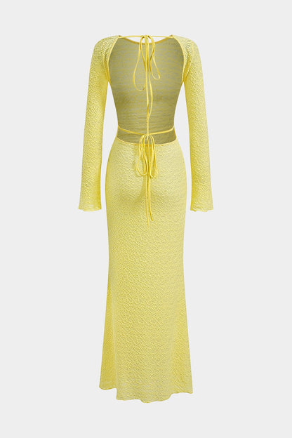 Damen Maxikleid Rückenschnür Elegantes Abendkleid