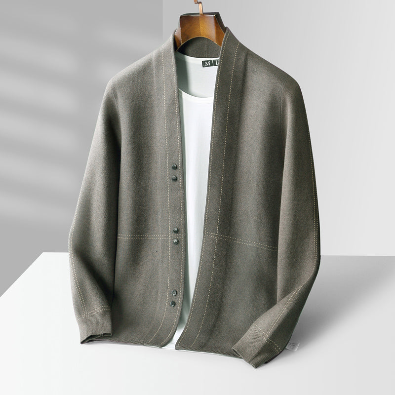 Herren Cardigan Offene Front Strukturiert Komfortabel Beige - Norvielle