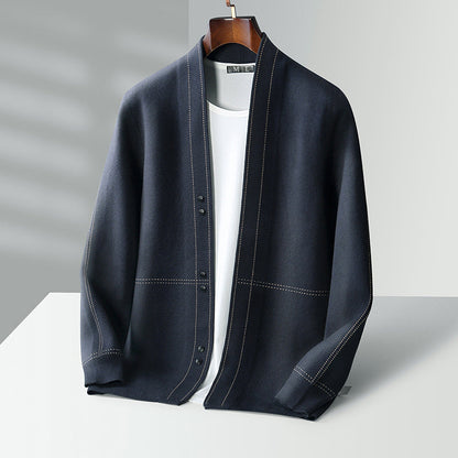 Herren Cardigan Offene Front Strukturiert Komfortabel Beige