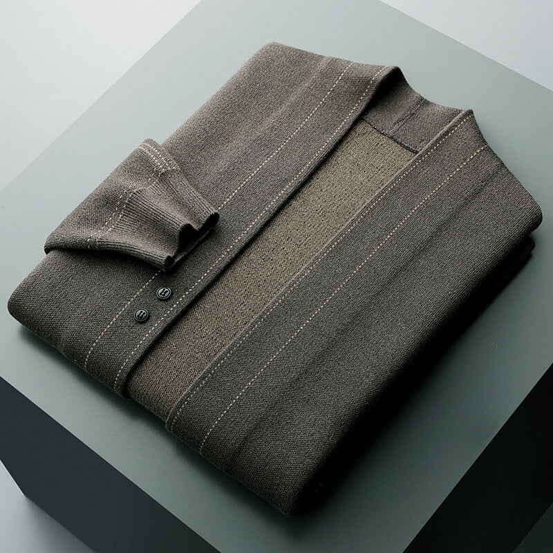 Herren Cardigan Offene Front Strukturiert Komfortabel Beige