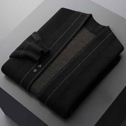 Herren Cardigan Offene Front Strukturiert Komfortabel Beige