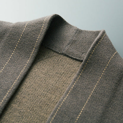Herren Cardigan Offene Front Strukturiert Komfortabel Beige