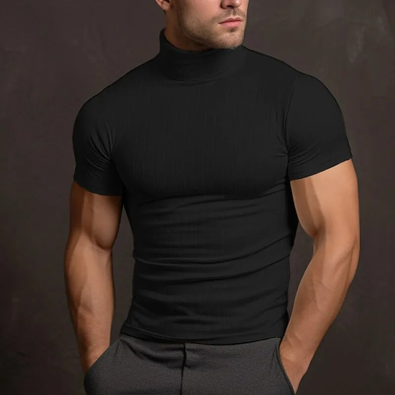 Herren Slim-Fit Rollkragen T-Shirt Kurzarm - Norvielle