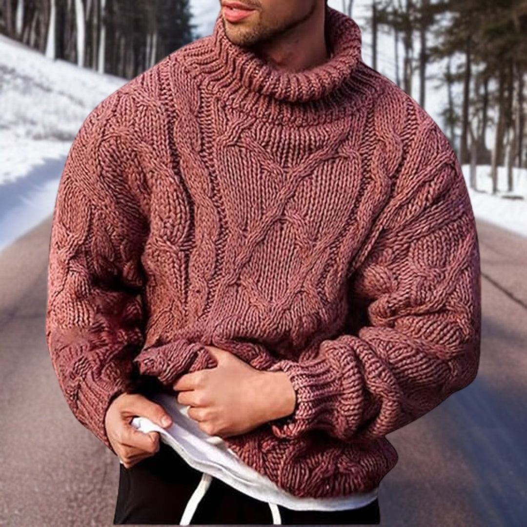 Herren Rollkragenpullover Grobstrick Zopfmuster - Norvielle