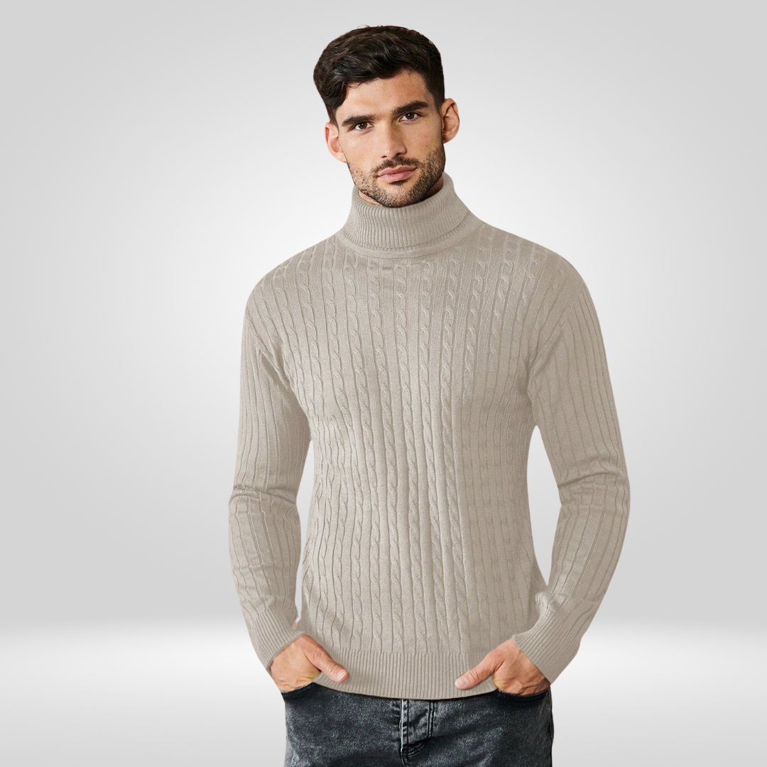 Rollkragenpullover - Herren Strickpullover mit Rollkragen-Aprikose-S-Chaps Herrenmode