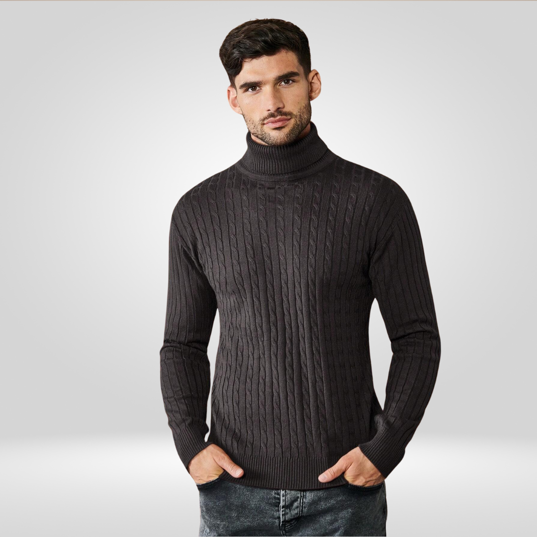 Herren Rollkragenpullover Strick Schwarz - Norvielle