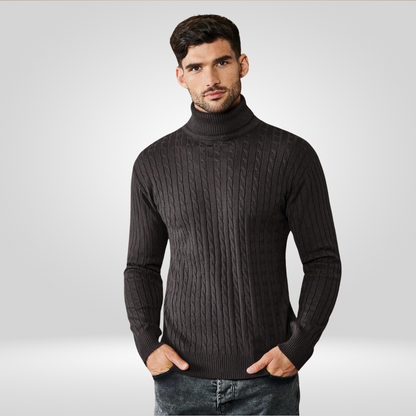 Herren Rollkragenpullover Strick Schwarz - Norvielle