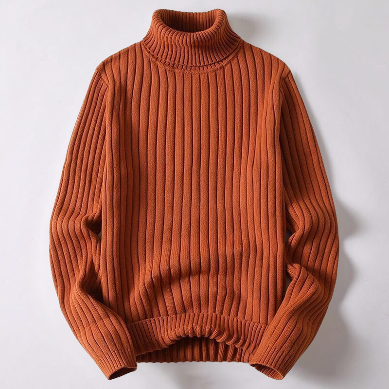 Rollkragenpullover | Rippstrick | Rollkragen | Strickpullover | Herrenpullover-Kastanienbraun-M-Chaps Herrenmode