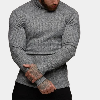 Herren Rollkragenpullover Slim Fit Langarm Schwarz - Norvielle