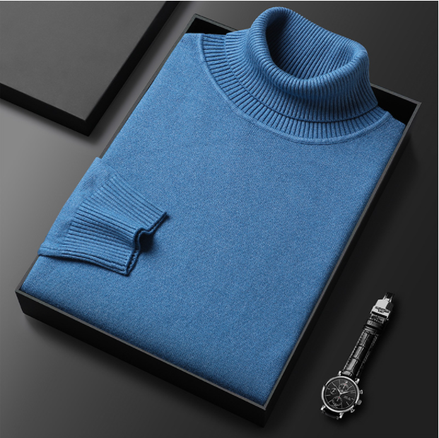 Herren Rollkragenpullover Hochgeschlossen Strickpullover Schwarz - Norvielle