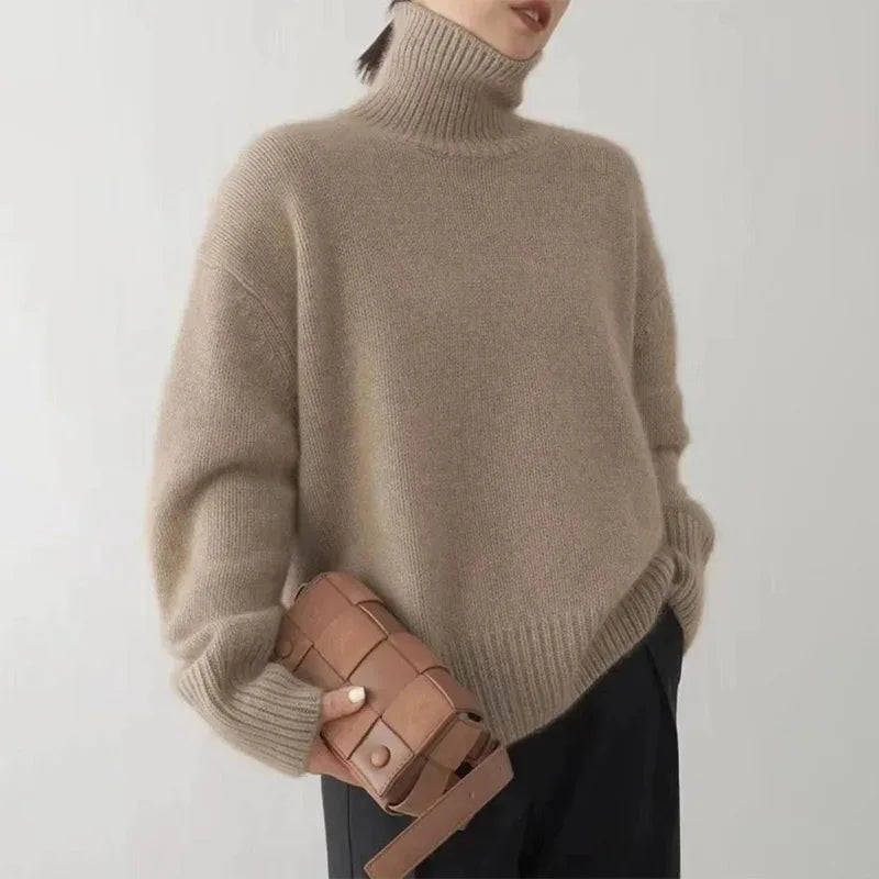 Damen Rollkragenpullover Weich Warm