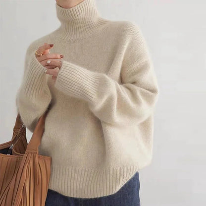 Damen Rollkragenpullover Weich Warm