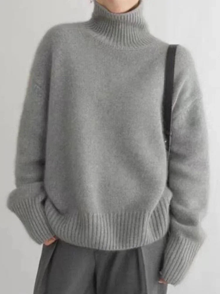 Damen Rollkragenpullover Weich Warm