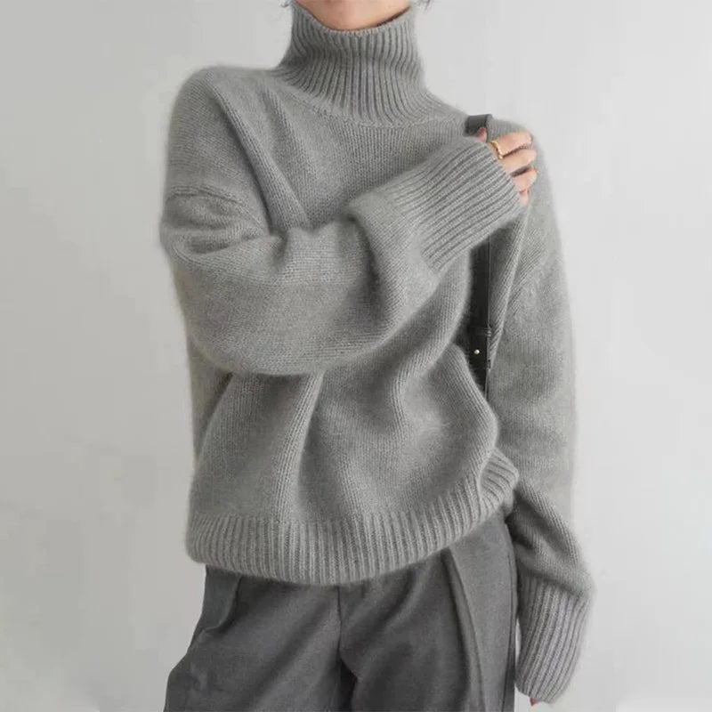 Damen Rollkragenpullover Weich Warm