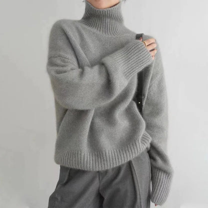 Damen Rollkragenpullover Weich Warm