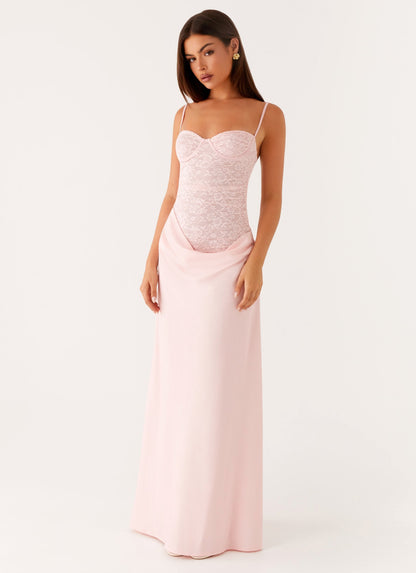 Damen Maxi-Kleid Spitze Satinrock - Norvielle