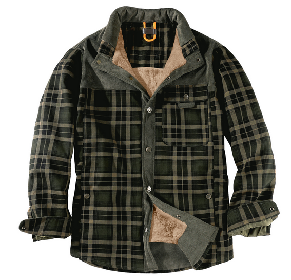 Herren Karo Hemdjacke Fleece-Futter Reverskragen Braun - Norvielle