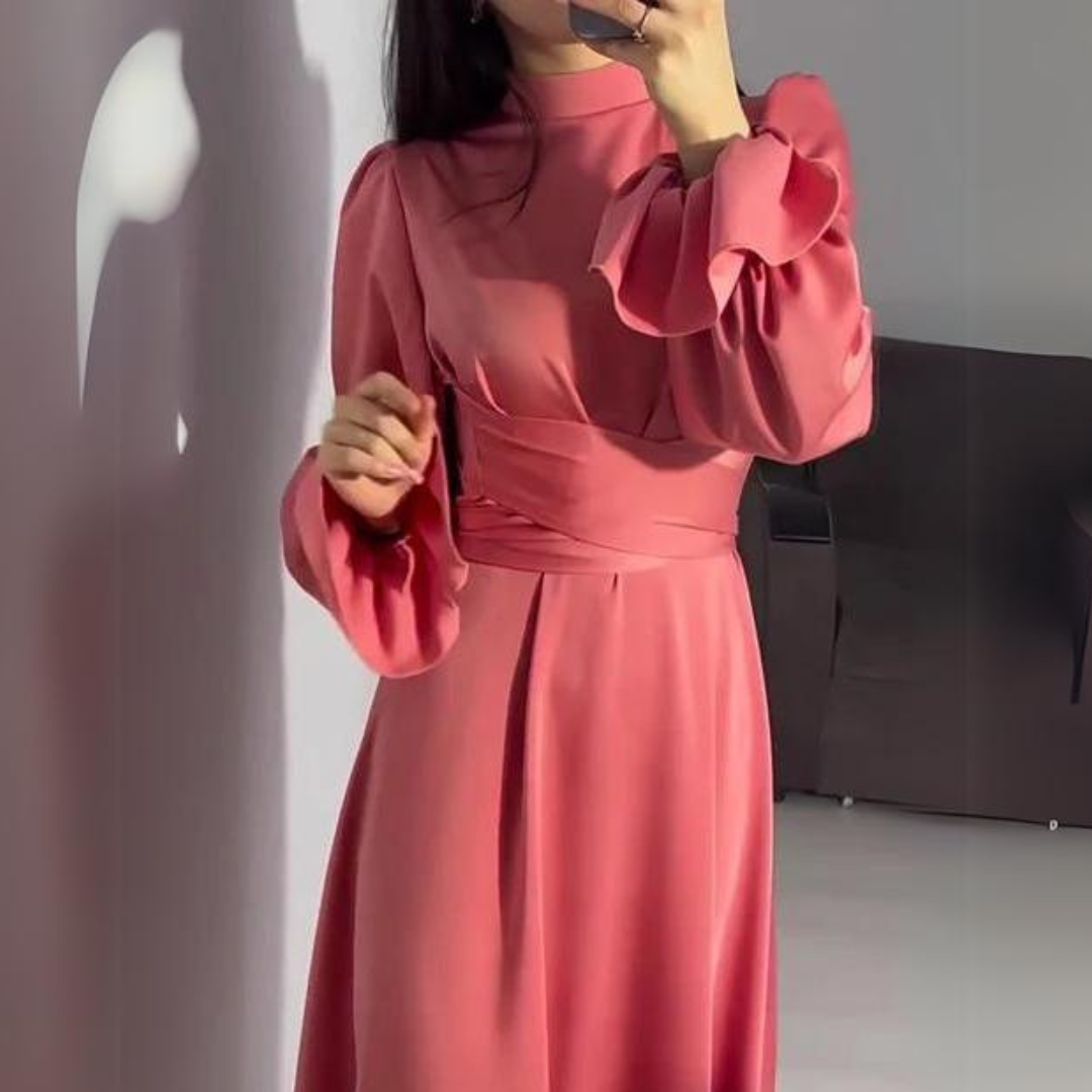 Norvielle Damen Seidenkleid Langärmlig Weich
