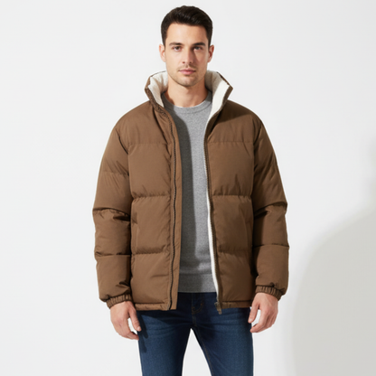 Herren Winterjacke Stehkragen Fleecefutter Schwarz - Norvielle