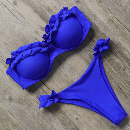 Damen Push-Up Bikini Rüschen