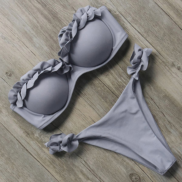 Damen Push-Up Bikini Rüschen
