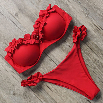 Damen Push-Up Bikini Rüschen