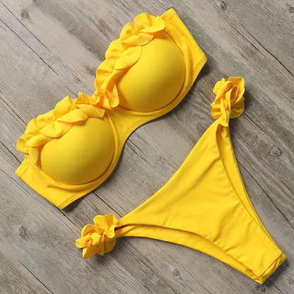Damen Push-Up Bikini Rüschen