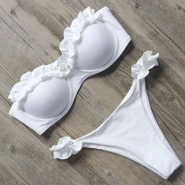 Damen Push-Up Bikini Rüschen