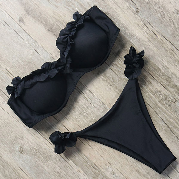 Damen Push-Up Bikini Rüschen