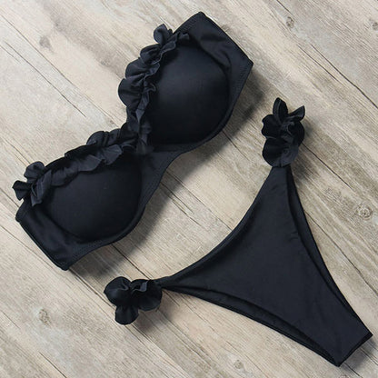 Damen Push-Up Bikini Rüschen