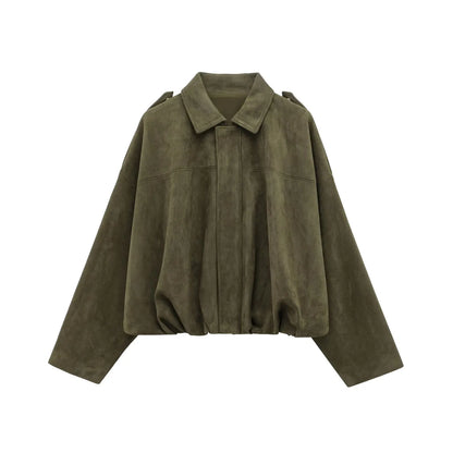 Damenjacke Suededesign Cropped Oversized