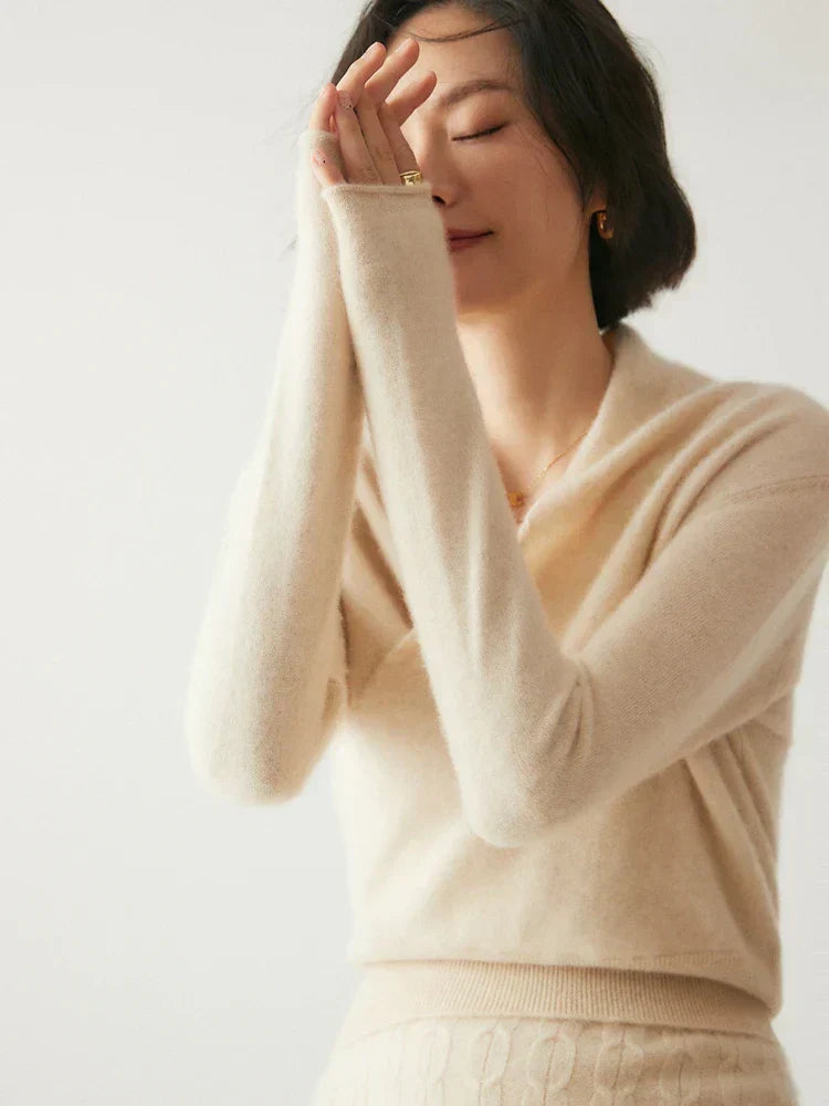 Damen Wickelpullover Elegantes Überkreuz-Design