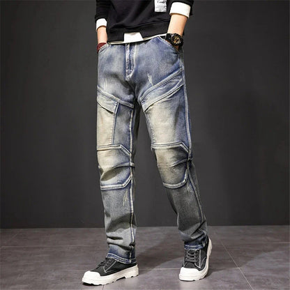 Herren Straight Jeans Mit Knieeinsätzen