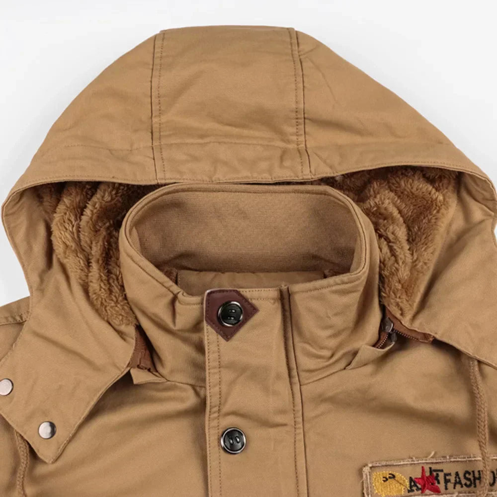 Herren Militärjacke Mehrfachtaschen Olivegrün