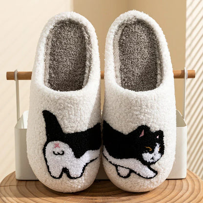 Unisex Hausschuhe Katzenmotiv Plüsch Pantoffeln Rutschfeste Sohle - Norvielle