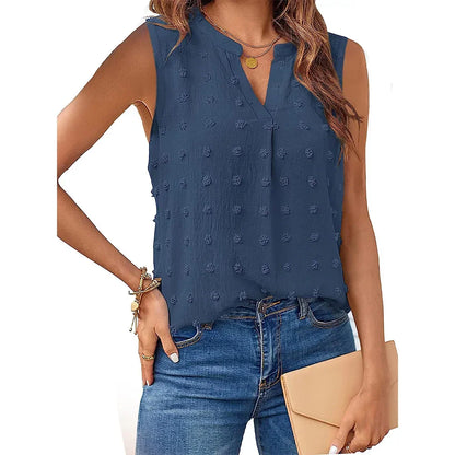 Damen Tanktop Ohne Ärmel V-Ausschnitt Bluse Sommer