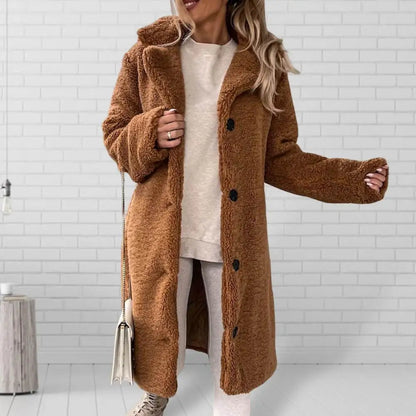 Norvielle Damen Teddymantel Lang Gefüttert Warm - Norvielle