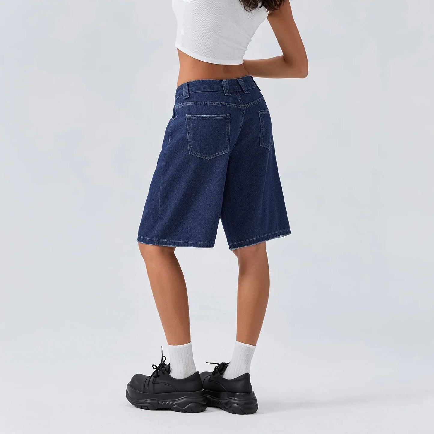 Damen Loose-Fit Jeansshorts Bermuda