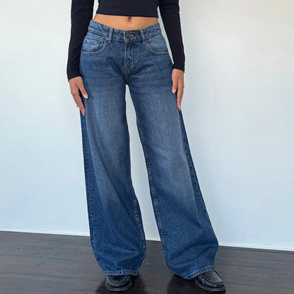 Damen Weitbein Jeans Helle Vintage Farbe