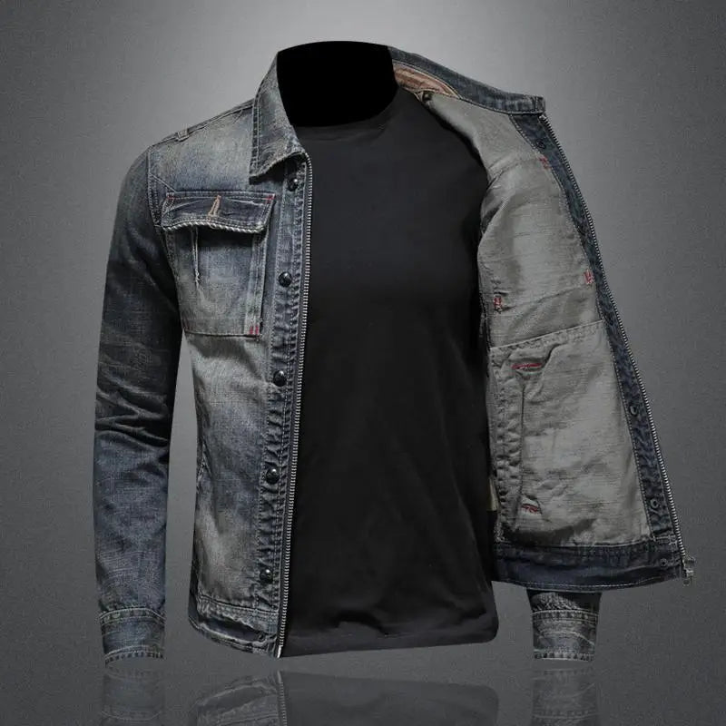 Retro Herren Jeansjacke Blau - Norvielle