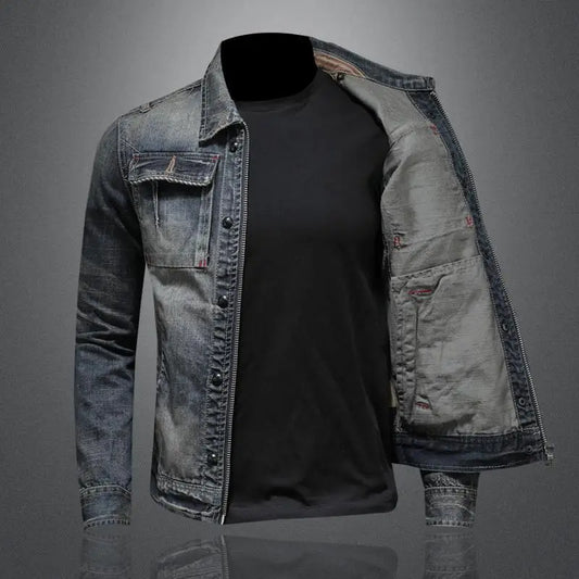 Retro Herren Jeansjacke Blau - Norvielle