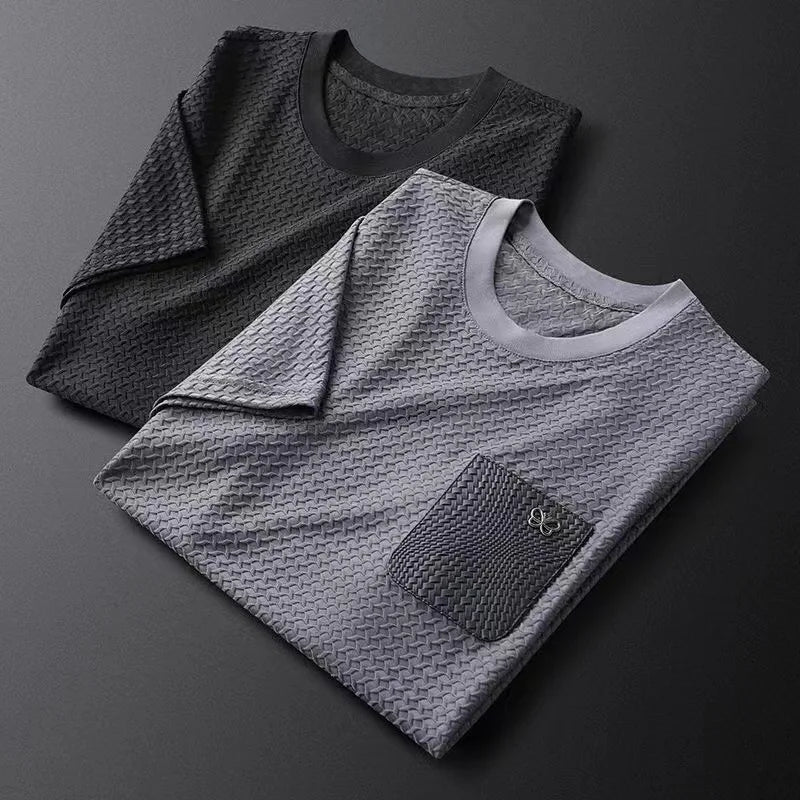 Kurzärmeliges T-Shirt Rundhals mit Brusttasche